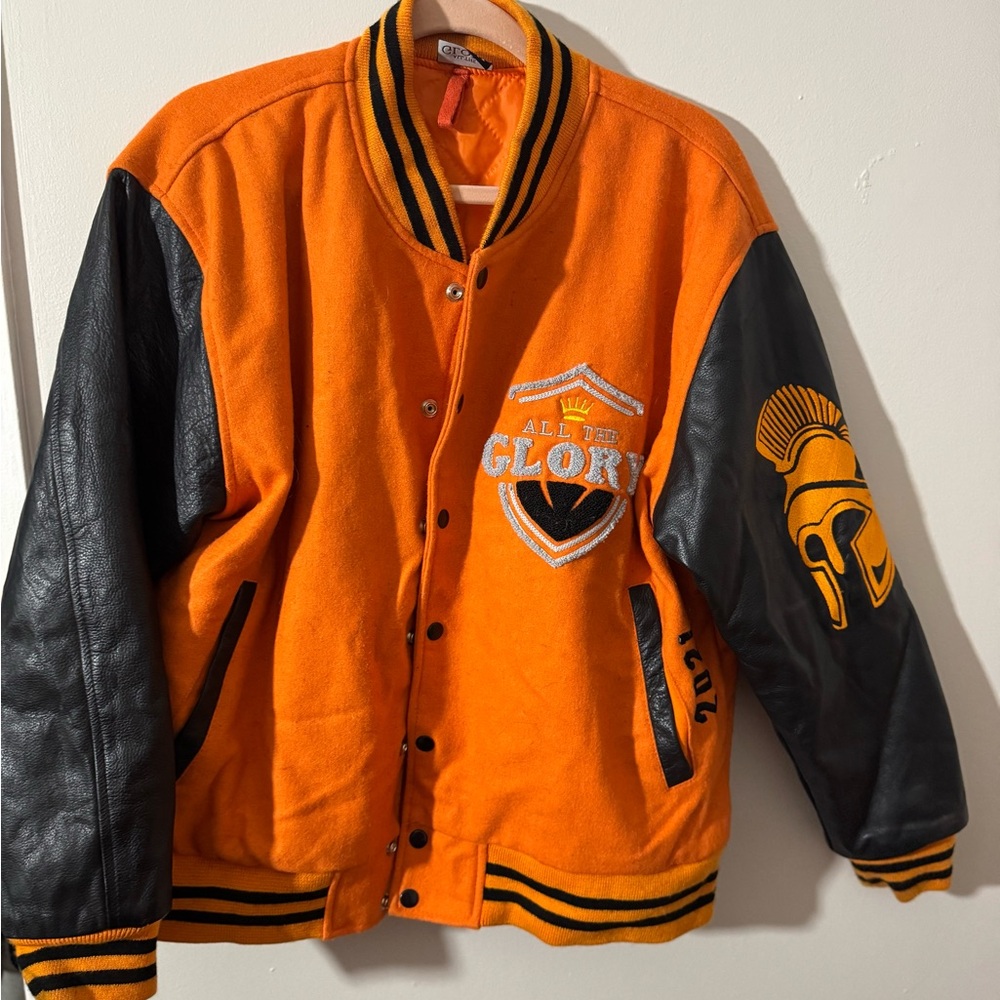 Orange and Black Varsity Jacket